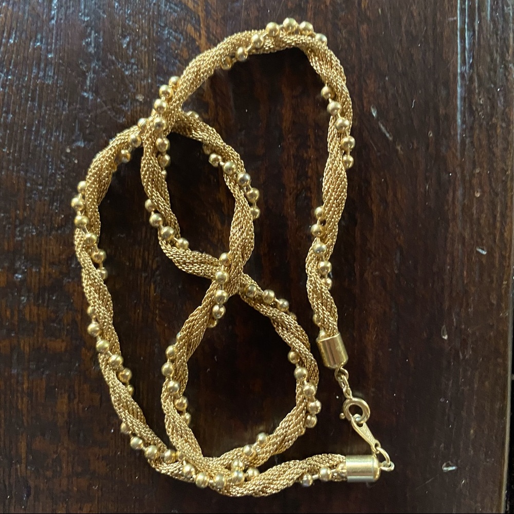 Gold-Toned Braided 3-Strand Necklace